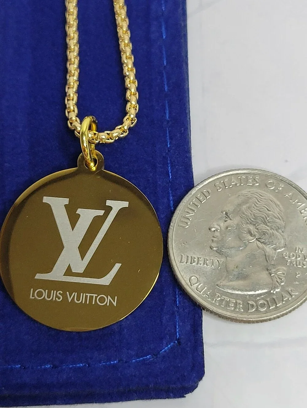 LV Double Sided Engraved Logo, Gold Plated 24